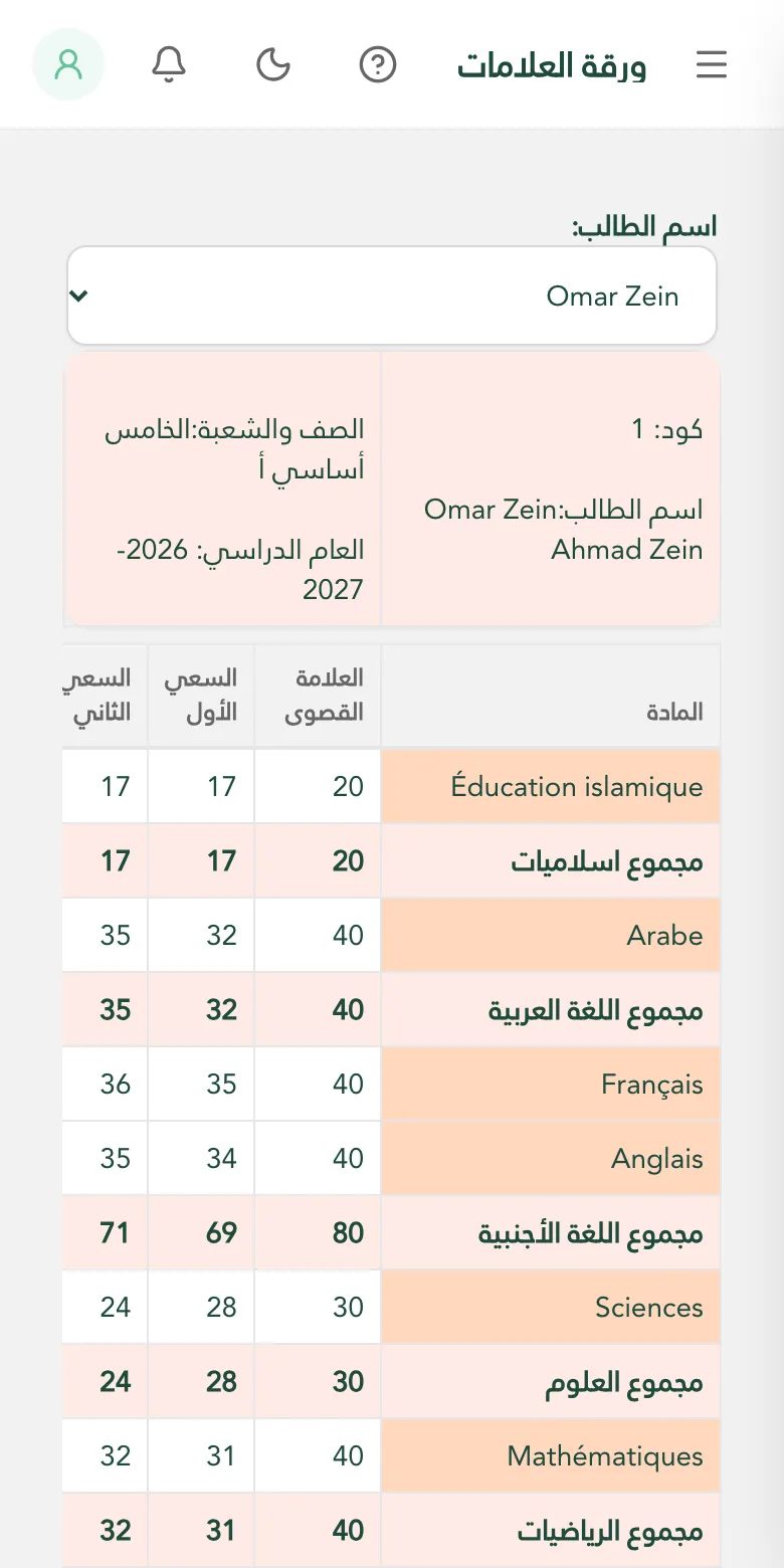 كشف العلامات للأهل