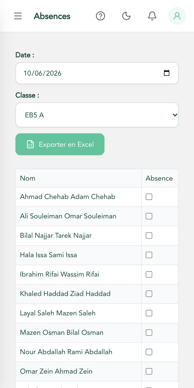 Présences et conduite